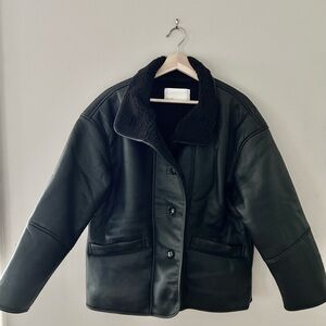 Oak + fort Women's Black Leather Jacket vegan
New without tag